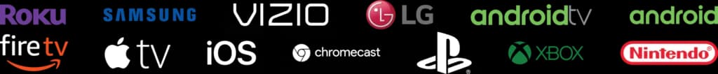 Compatibilité de notre abonnement IPTV : Roku, Samsung, LG, Android TV, Fire TV, Apple TV, iOS, Chromecast, PlayStation, Xbox, Nintendo